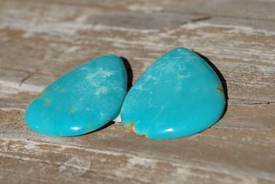 +MBA #5614- 0037  "Set Of (2) Tear Drop Shapped Blue Turquoise Stones"