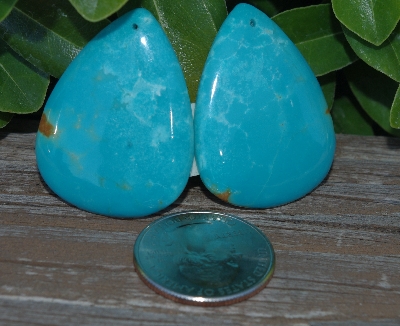 +MBA #5614- 0037  "Set Of (2) Tear Drop Shapped Blue Turquoise Stones"