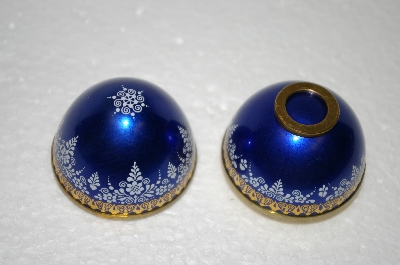 +MBA #11-229  1980's Made In Austria Elisabeth Steinbock Blue Enameled Egg Trinket Box