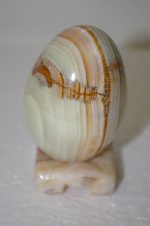 +MBA #11-141  Beautiful  Onyx High Polished Egg With Matching Stand