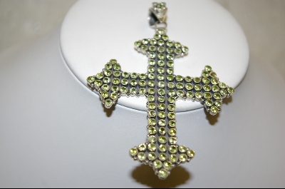 +MBA #PC  "Vintage Look Peridot Sterling Cross Pendant