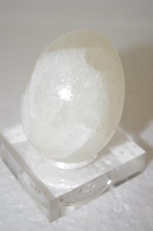 +MBA #11-172  White Quartz Hand Cut & Polished Egg
