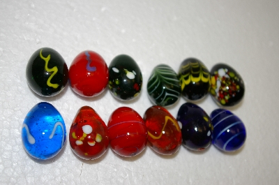 +MBA #12-196A  Set Of 12 Mini Art Glass Hand Made Eggs