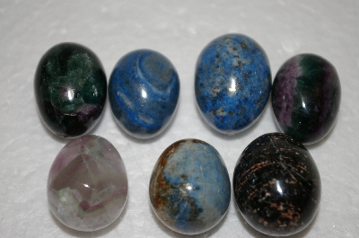 +MBA #12-206    "Set Of 7  Hand Cut & Polished  Mini Gemstone Eggs