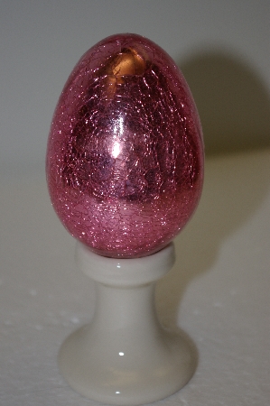 +MBA #12-132  1990's Large Pink Cracked Glass Egg
