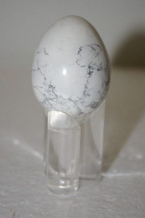 +MBA  #12-236  White Howlite Hand Cut & Polished Egg