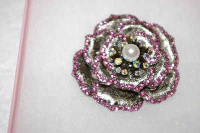 +MBA #16-500  Pink Crystal Rose Brooch