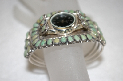 +MBA #16  Beautiful Artist "JW MS"  Signed Green Turquoise Cuff Watch