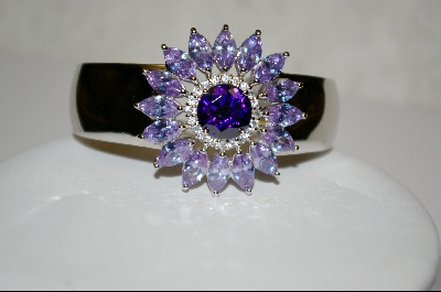 +  Charles Winston Lavender CZ Flower Cuff Bracelet