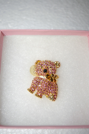 +MBA #17-018  Pink Crystal Teddy Bear Pin