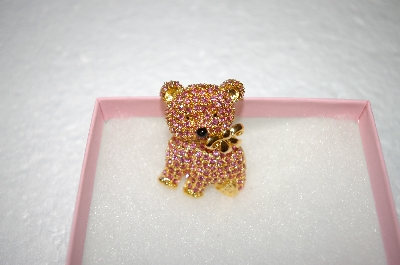 +MBA #17-018  Pink Crystal Teddy Bear Pin