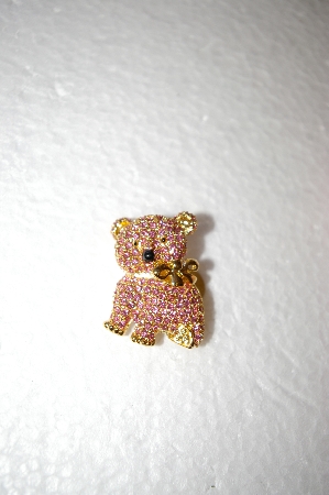 +MBA #17-018  Pink Crystal Teddy Bear Pin
