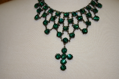 +MBA #18-339  "Harianna Green Austrian Crystal Cross Necklace