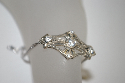 +MBA #19-330   1980's Vintage Diamonique Antique Look Bracelet
