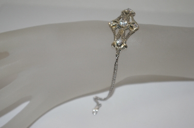 +MBA #19-330   1980's Vintage Diamonique Antique Look Bracelet