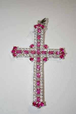+MBA #19-096  "Charles WinstonCreated Pink Ruby & Sapphire Large Cross Pendant