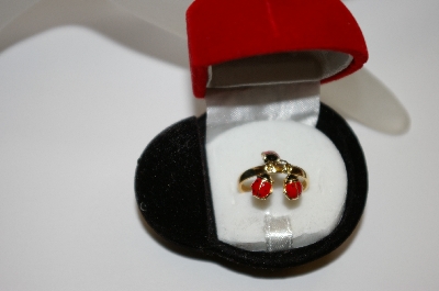 +MBA #19-624  14K Yellow Gold Red Enameled Lady Bug Ring