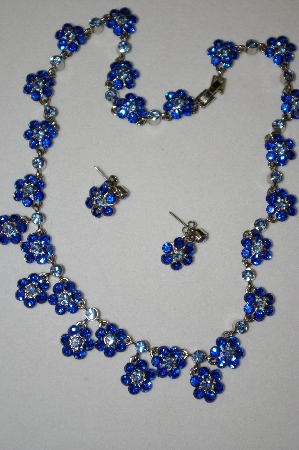 +MBA #20-534  Two Shades Of Blue Crystal Necklace & Matching Earrings