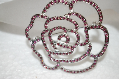 +MBA #20-568 A  Pink Crystal Rose Pin