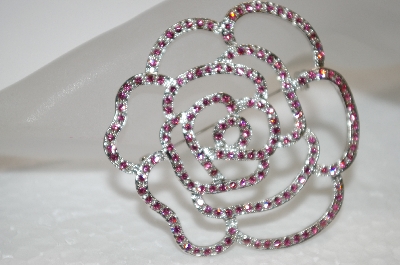 +MBA #20-568 A  Pink Crystal Rose Pin