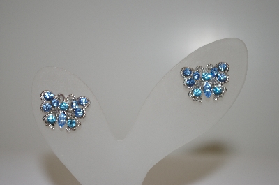 +MBA #20-380  Blue Crystal Butterfly Earrings