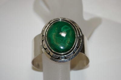 +MBA #21-748  Large Sterling Malachite Cuff Bracelet
