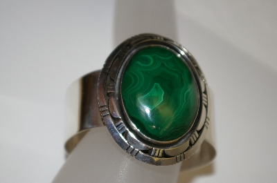+MBA #21-748  Large Sterling Malachite Cuff Bracelet