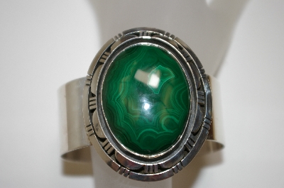 +MBA #21-748  Large Sterling Malachite Cuff Bracelet