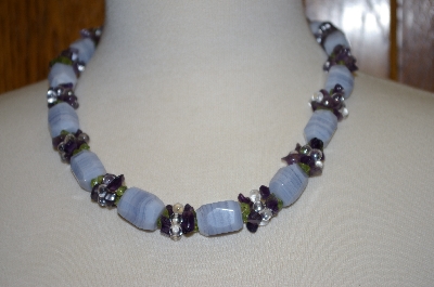 +MBA #21-549B  Ross-Simons Sterling Chalcedony & Multi Gemstone Necklace