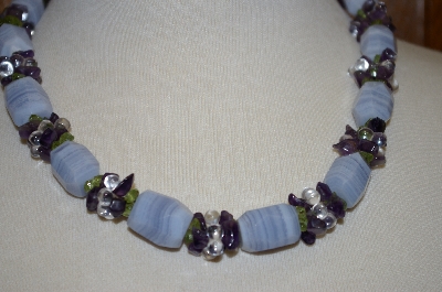 +MBA #21-549B  Ross-Simons Sterling Chalcedony & Multi Gemstone Necklace