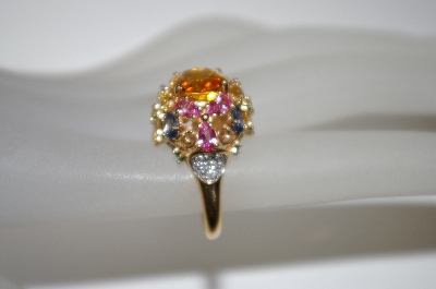 +MBA #21-329  14K Citrine & Multi Sapphire Diamond Ring