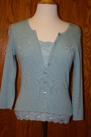 +MBA #23-144  "Designer C'EST City Silk Company Blue Rayon & Silk Sweater