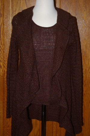 +MBA #25-122  "Du Jour Ruffle Trim Crochet Stitch Cardigan & Matching Tank