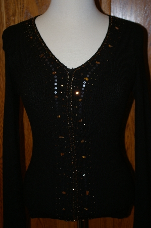 +MBA #25-136  "Design Fashion Magazine Black Knit Embelished Sweater