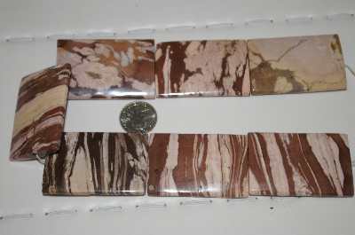 +MBA #23-021  "Strand Of 7 Large Square Bronze Zebra Jasper