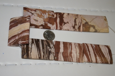+MBA #23-021  "Strand Of 7 Large Square Bronze Zebra Jasper