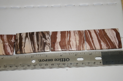 +MBA #23-021  "Strand Of 7 Large Square Bronze Zebra Jasper