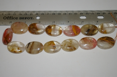 +MBA #23-039  16" Strand Of Ovel Cut Agate Beads
