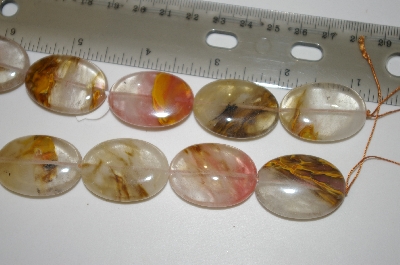 +MBA #23-039  16" Strand Of Ovel Cut Agate Beads
