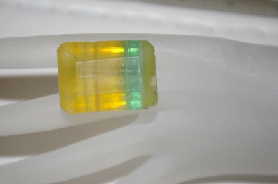 +MBA #23    "Emerald Cut & Faceted Yellow & Green Quartz Gemstone