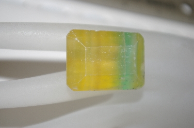 +MBA #23    "Emerald Cut & Faceted Yellow & Green Quartz Gemstone