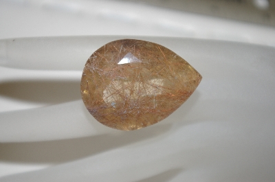 +MBA #23-176   "Large Pear Cut faceted Rutilated Quartz Gemstone