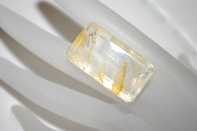 +MBA #23-215   "Yellow Toned Emerald Cut Quartz Gemstone