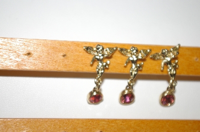 +MBA #23-514  " MBA #23-514  14K Plated Angel Pink Crystal  Earrings & Pin Set