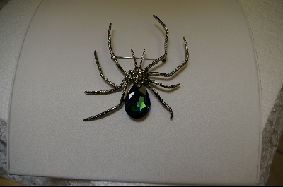 +  Large Blue Crystal Spider Pin