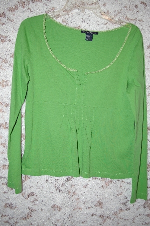 +MBA #1954  " Boston Proper Green Long Sleve Cotton Top