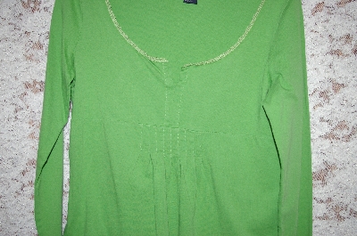 +MBA #1954  " Boston Proper Green Long Sleve Cotton Top