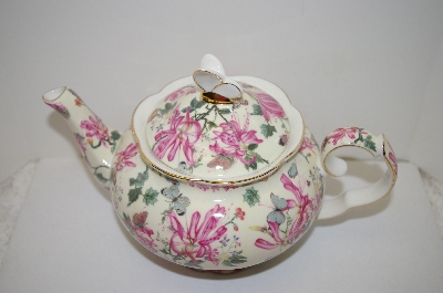+MBA #5-1642D  Porcelain Scalloped Butterfly Teapot
