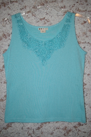 +MBA5 #1886  " Prickly Light Blue Thread Embelished Tank