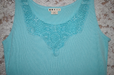 +MBA5 #1886  " Prickly Light Blue Thread Embelished Tank